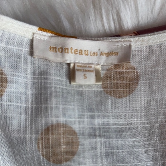 Monteau White and Yellow/ Orange  Polka Dot Romper - Picture 5 of 9